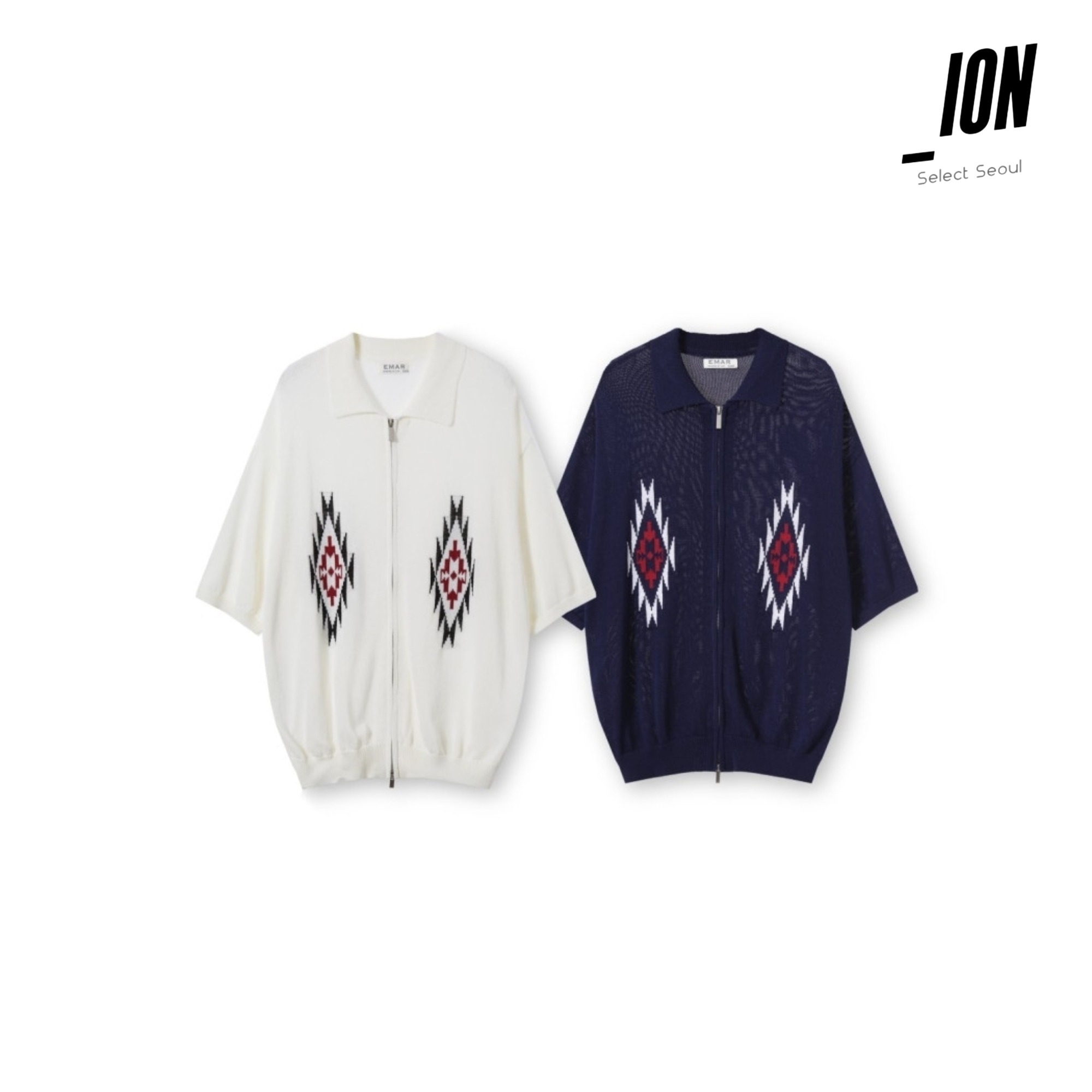 Tシャツ・カットソー IONSEOUL IONSEOUL totem knit collar ZIP-UP