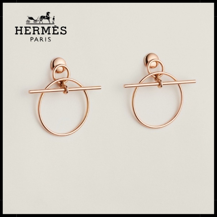 【ローズゴールドが素敵♪】HERMES LOOP フープ ピアス PM