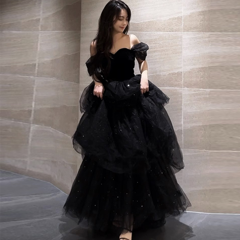 ドレス ロング スパンコール マーメイド シック 韓国 ロング マーメイド ドレス スパンコール シック 韓国STYLE