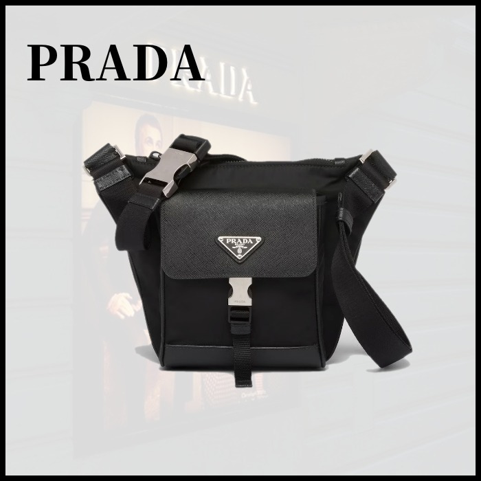 ■PRADA Re-Nylon xサフィアーノレザー ショルダーバッグ