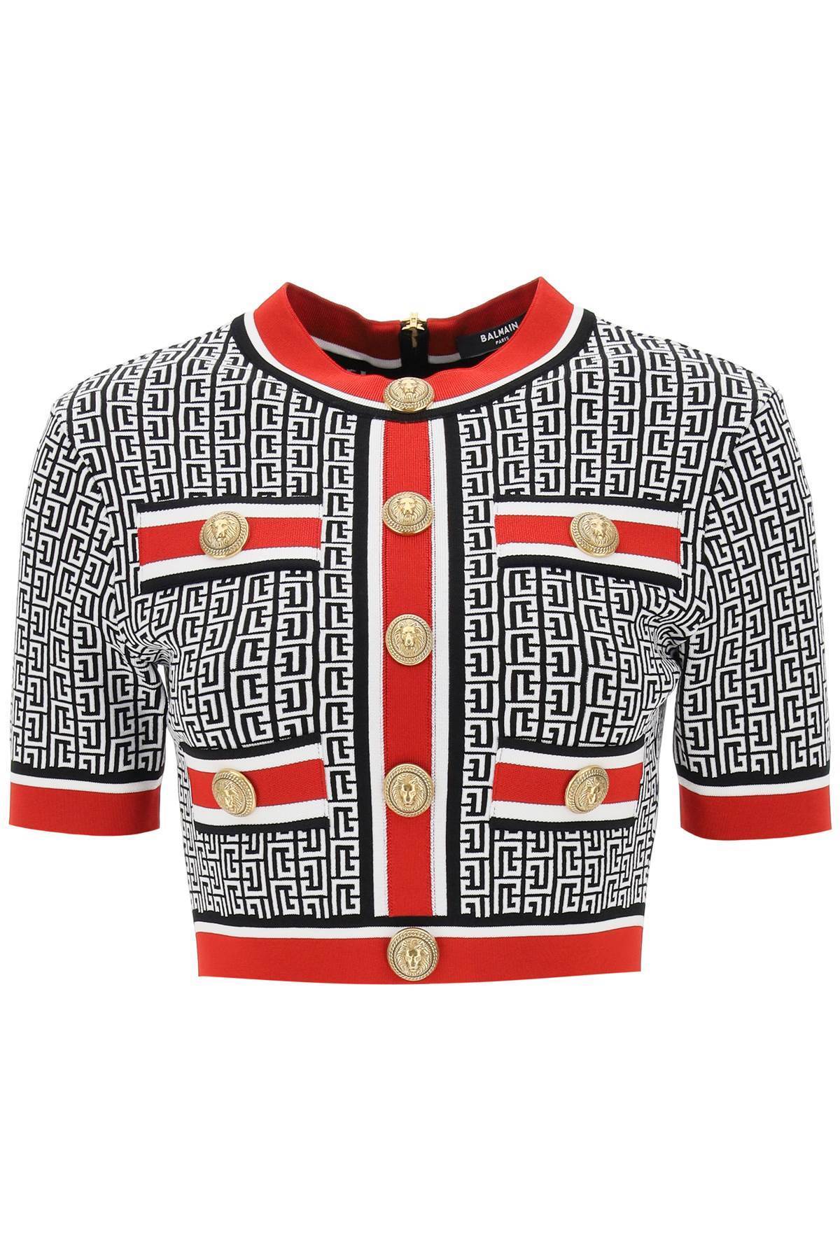 【送料&関税込】Balmain Jacquard Monogrammed Crop Top