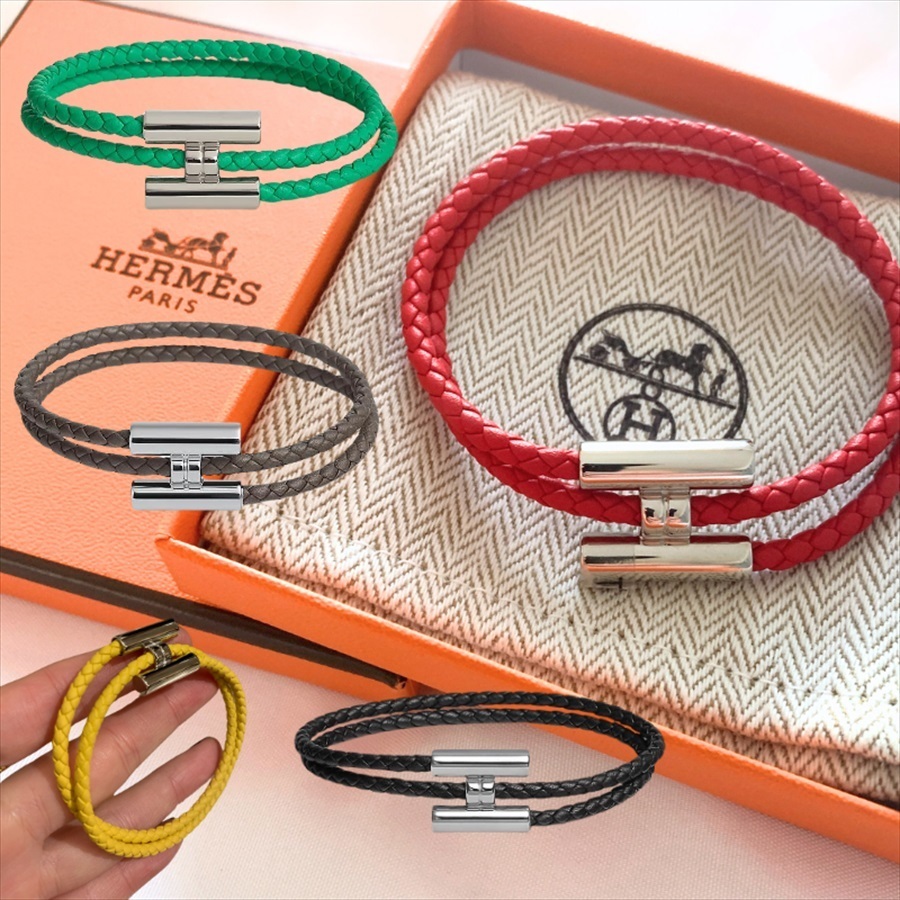 ★手元のおしゃれ★【HERMES】Tournisレザー編込 ブレスレット
