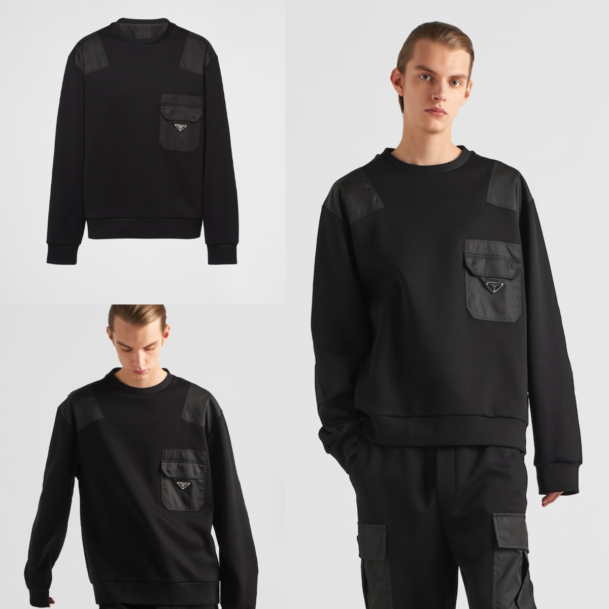 PRADA*ナイロンポケット付 コットンスウェットシャツ 長袖