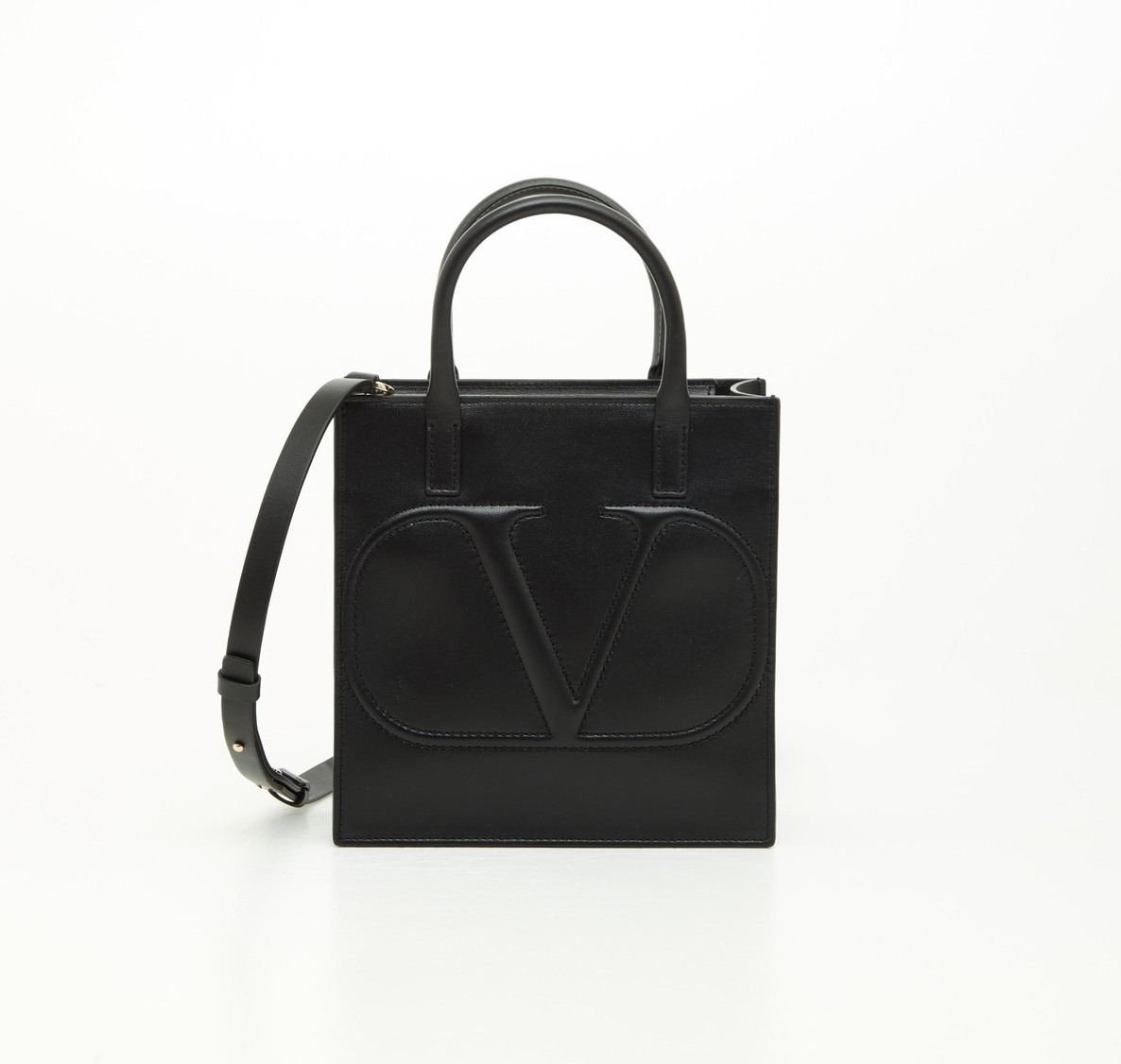 VALENTINO バレンチノ Vロゴ FILL ME ラージ トートバッグ*BLACK VALENTINO GARAVANI BLACK LEATHER TOTES (VALENTINO/トート