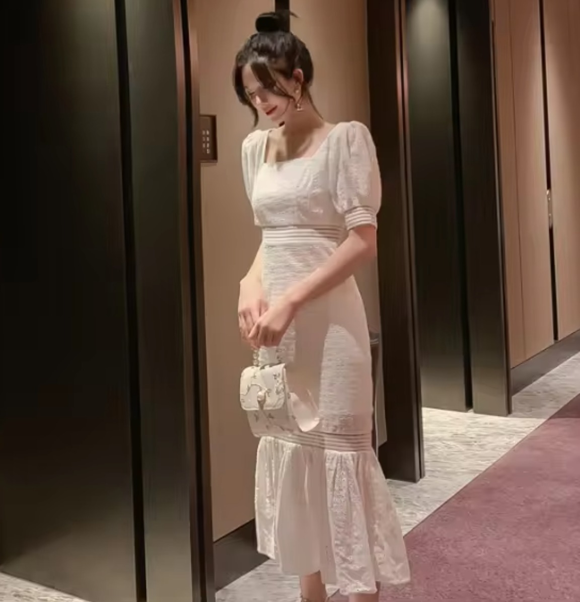 ホワイトサマーワンピース★オルチャン韓国ドレス結婚式二次会