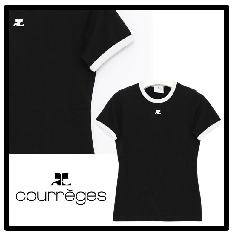 ★関税込★Courreges★CONTRAST コットン ジャージー Tシャツ★