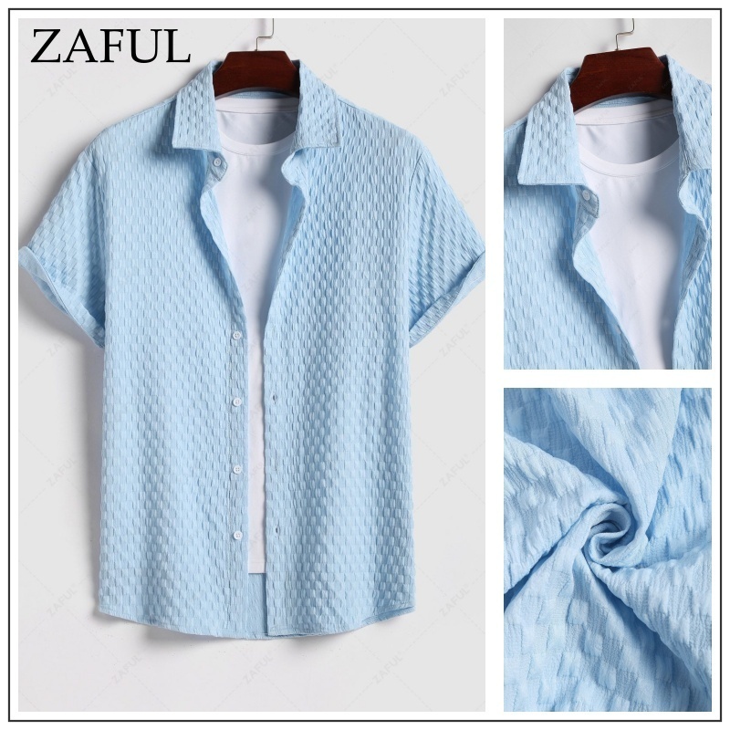 ZAFUL チェッカーボード ボタンアップ 半袖 シャツ【送料込み】