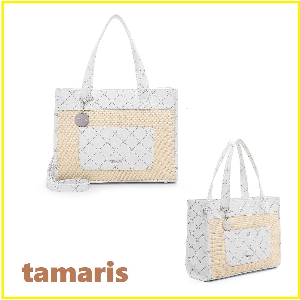 Tamaris★ストロー風＆モノグラム☆ストラップ付・トートバッグ