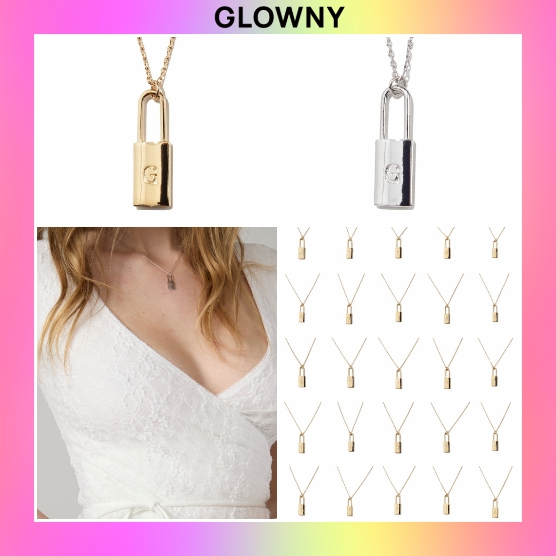 【GLOWNY】24HS★ LOCK INITIAL NECKLACE