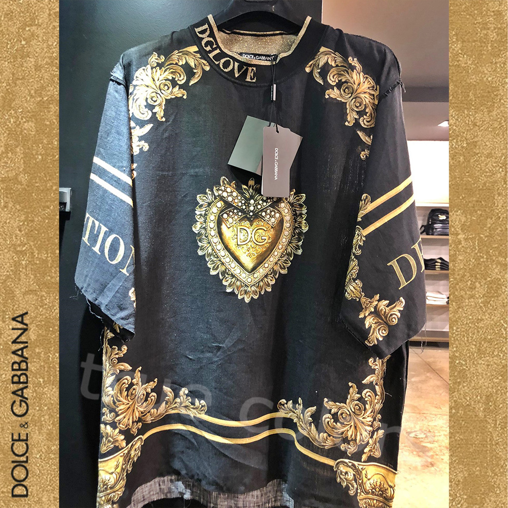 【VIP SALE】DOLCE&GABBANA DEVOTIONハートプリント Tシャツ *黒