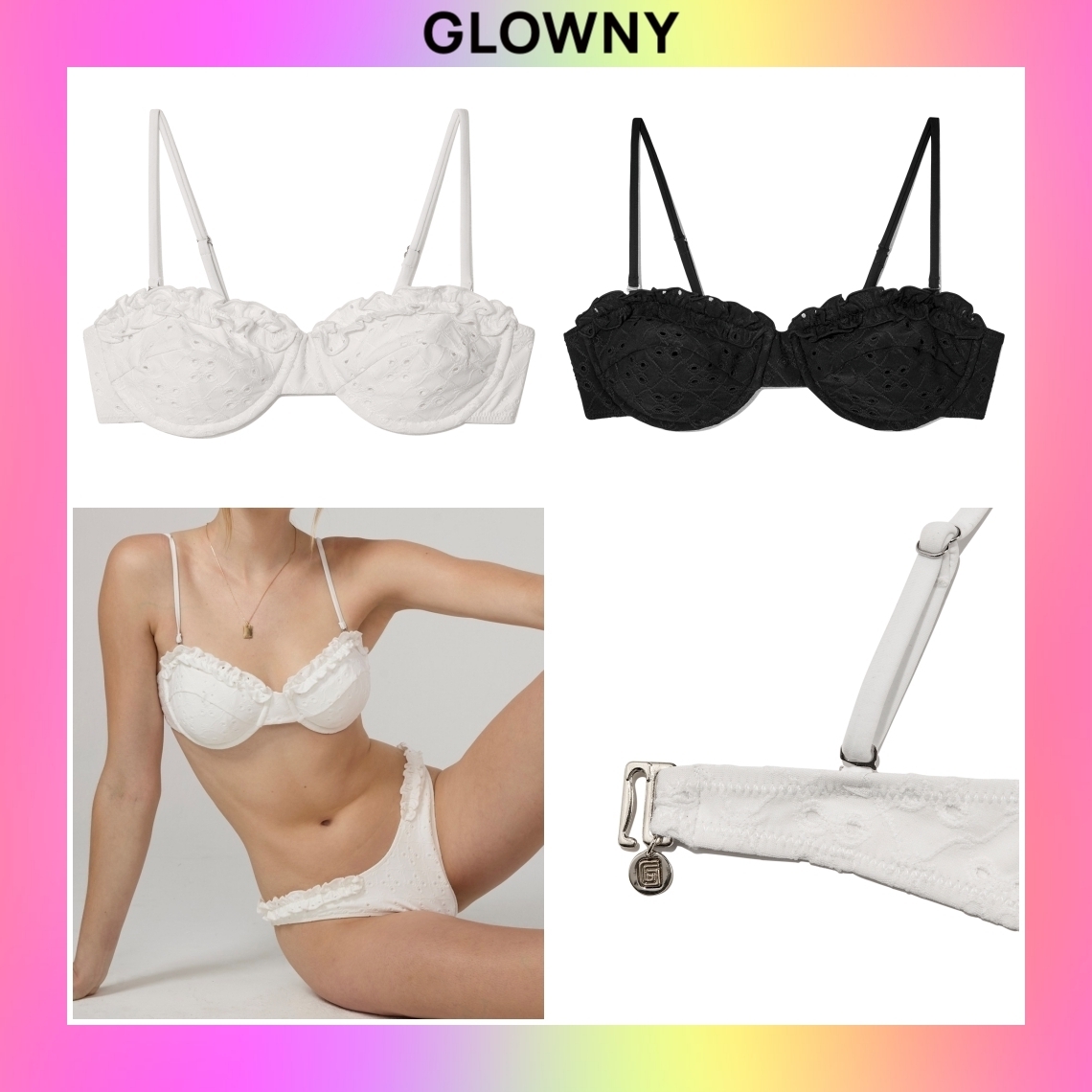 【GLOWNY】24HS★ FRILL BALCONETTE BIKINI TOP (S,M)