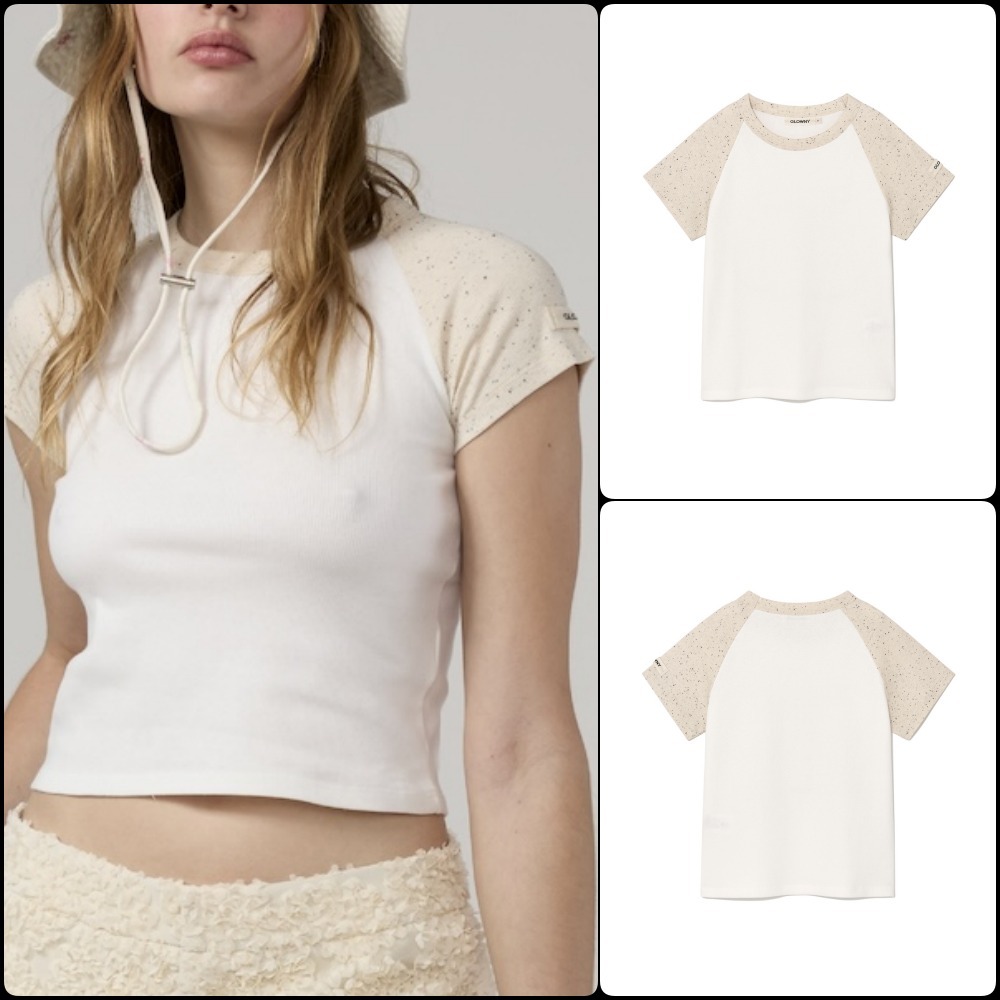 【GLOWNY】24SS 90S RAGLAN BABY TEE (COOKIE)
