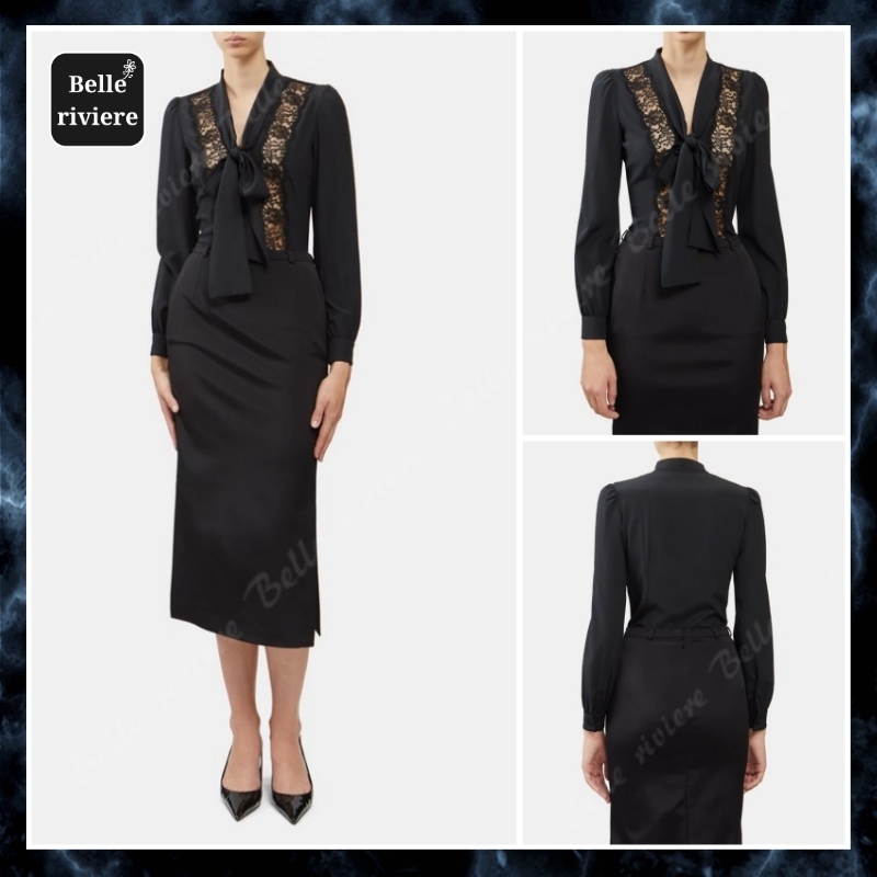24SS new/Dolce & Gabbana ボウシルクブラウス Blouse Black
