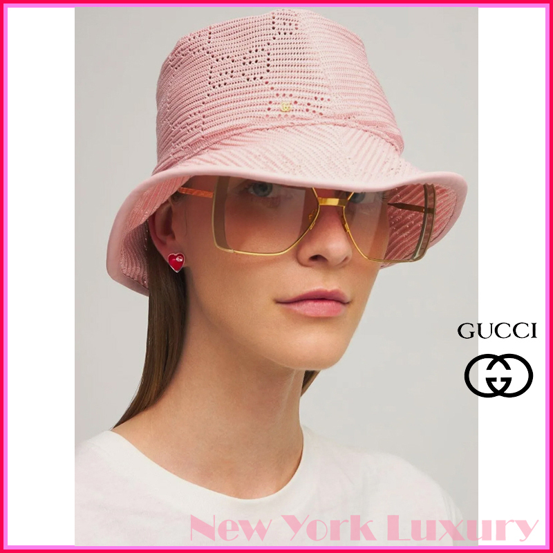 Gucci★素敵！Malibu Light Pink Knit GG Logo Bucket Hat