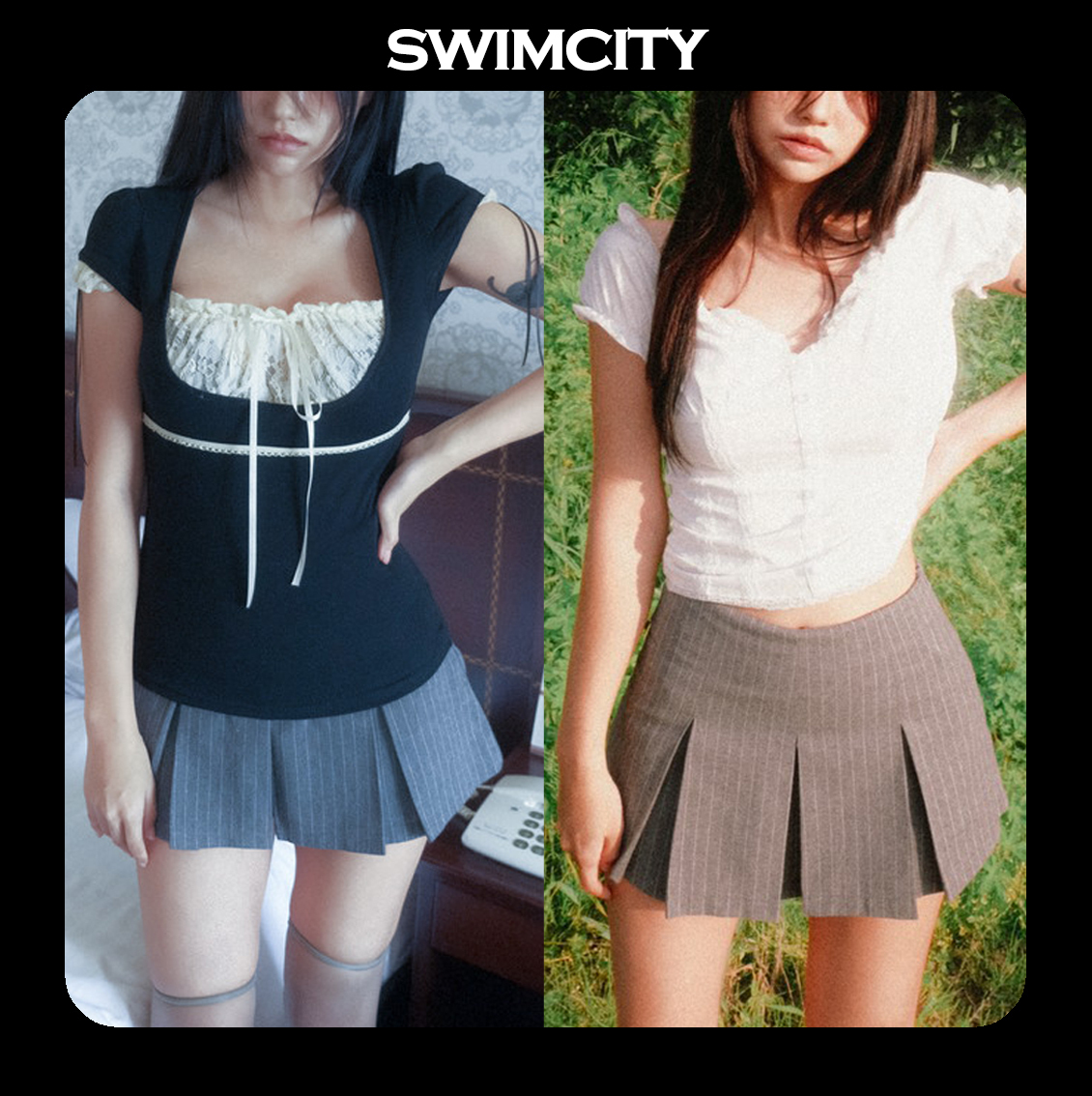 Swimcity★韓国大人気 [ 6th ] Nostalgia Skirt (gr)