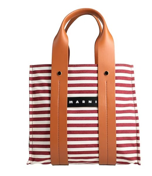 【関税送料込み】MARNI ロゴ プリント ストライプ トートバッグ MARNI】ロゴ入り ストライプ ハンドバッグ 関税送料込み (MARNI