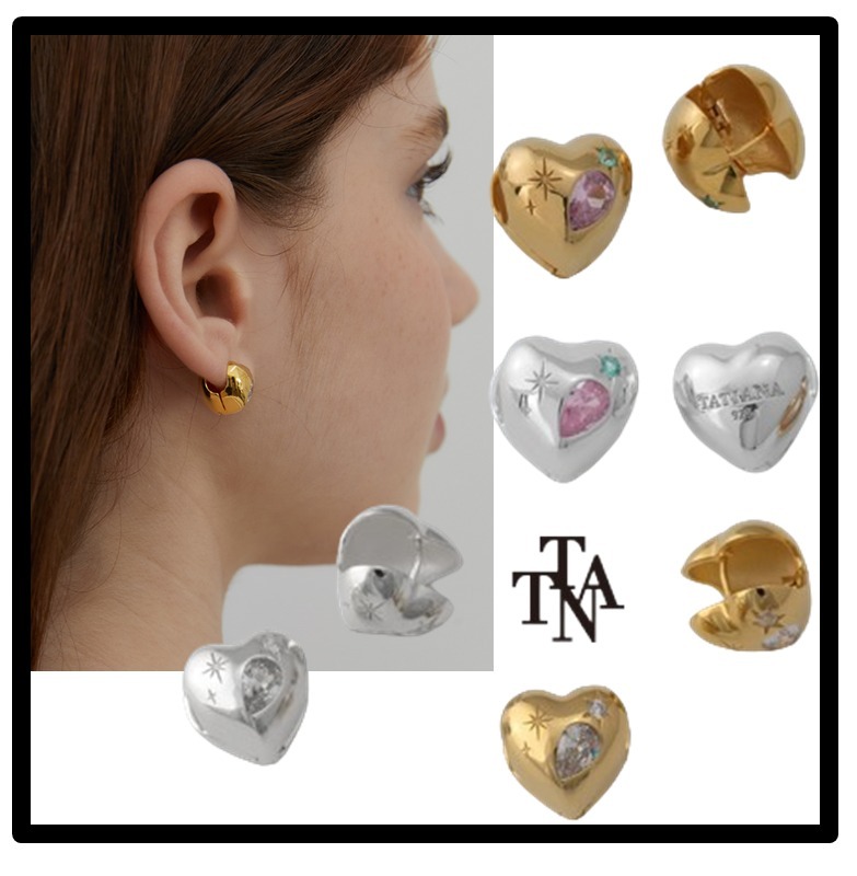 ★関税込★TATIANA★Witty Cubic Heart One-Touch Earring★