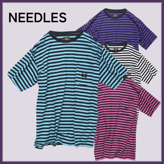【国内発送】NEEDLES 別注 ボーダー クルーネック ポケットT