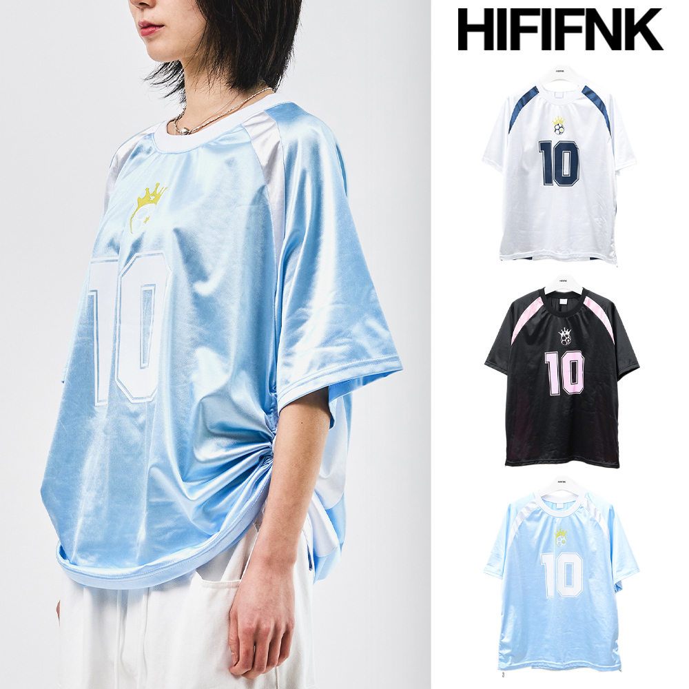【HI FI FNK】Wrinkled Satin Football Top