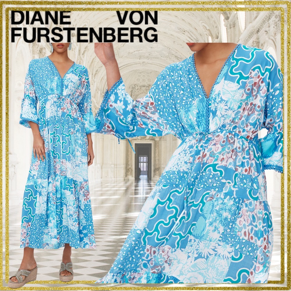【関税込】DVF★ティアードパッチワークプリント マキシドレス