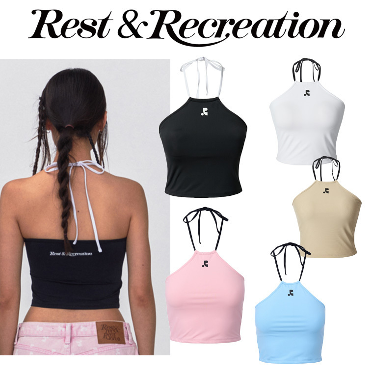 [ REST&RECREATION] RR HALTER NECK CROP TOP 5色 ＊韓国人気