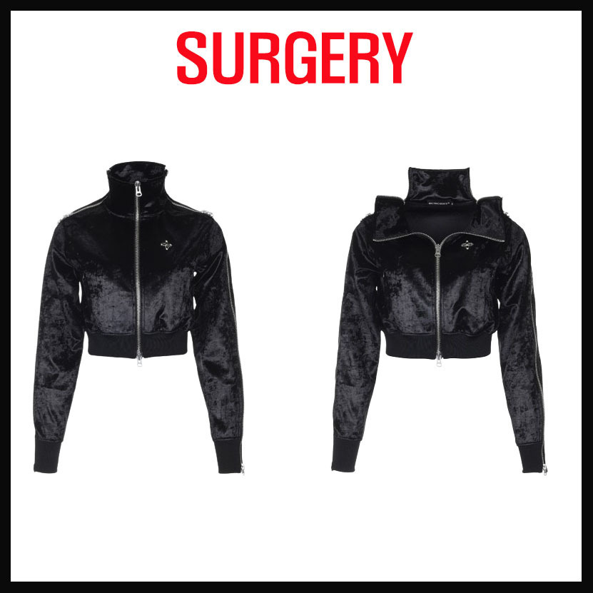 ★SURGERY★ SIDE ZIP VELVET CROP TRACK JACKET