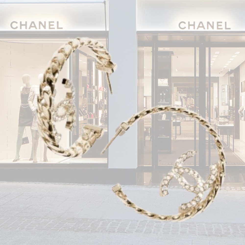【CHANEL】 【シャネル】 フープピアス エレガンス