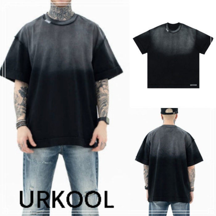 【URKOOL】ヴィンテージ ウォッシュド Tシャツ Black