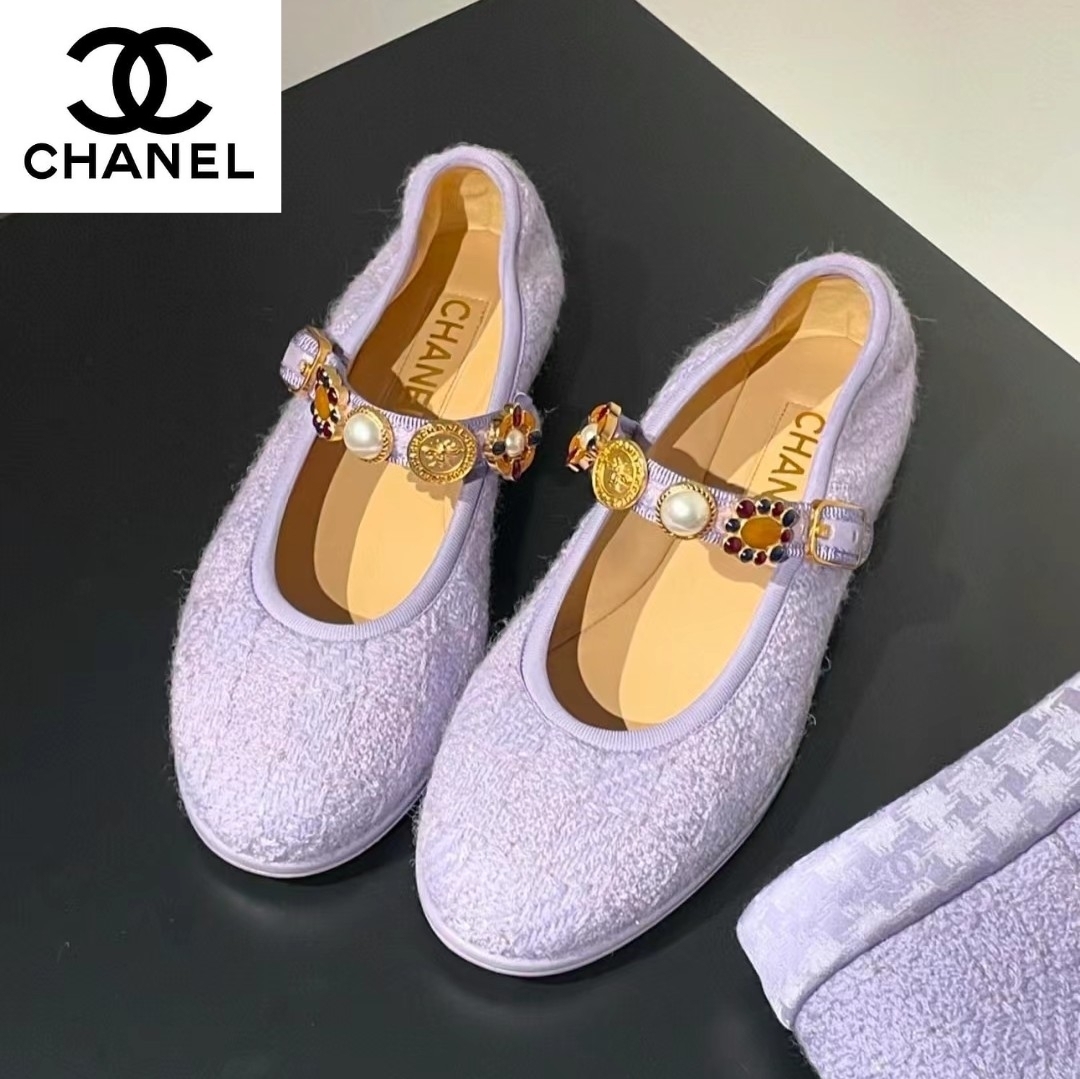 【CHANEL】上品カラーツイード★シャネルストラップシューズ