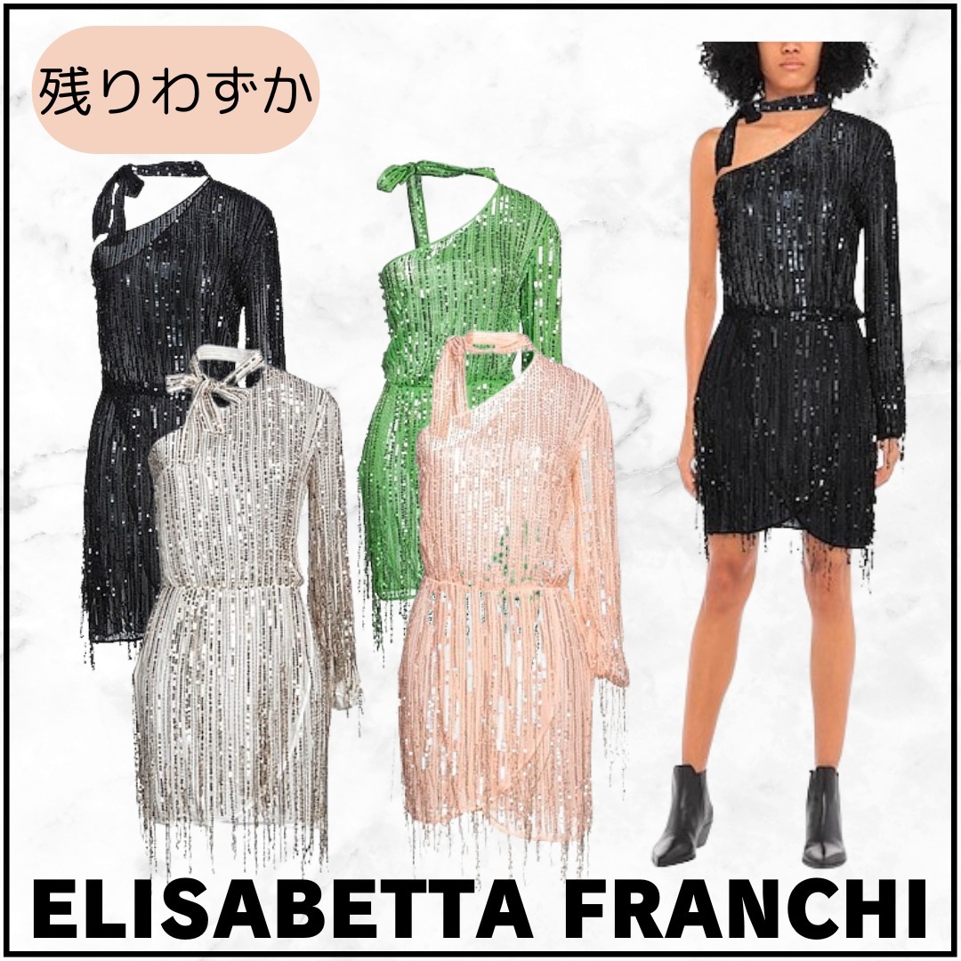 残りわずか【ELISABETTA FRANCHI】スパンコールドレス①4カラー