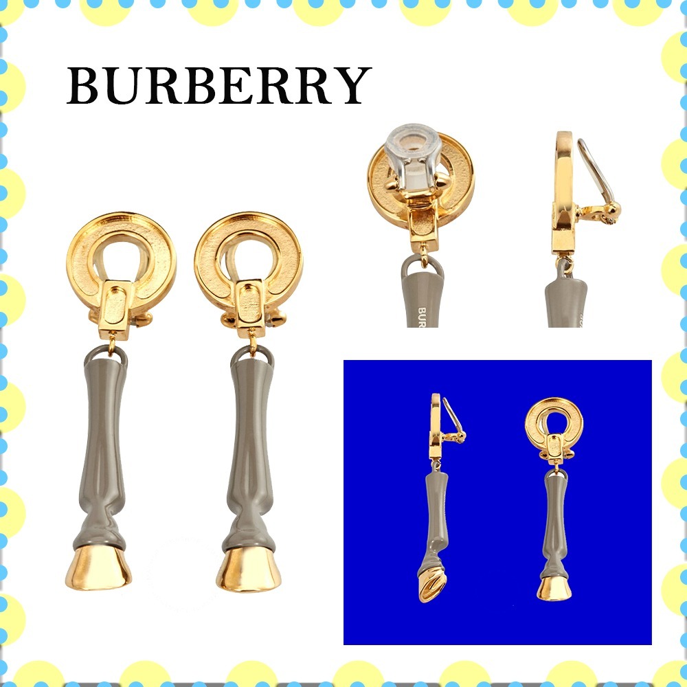 イヤリング BURBERRY Ladies Gold-plated And Resin Hoof Drop Earrings
