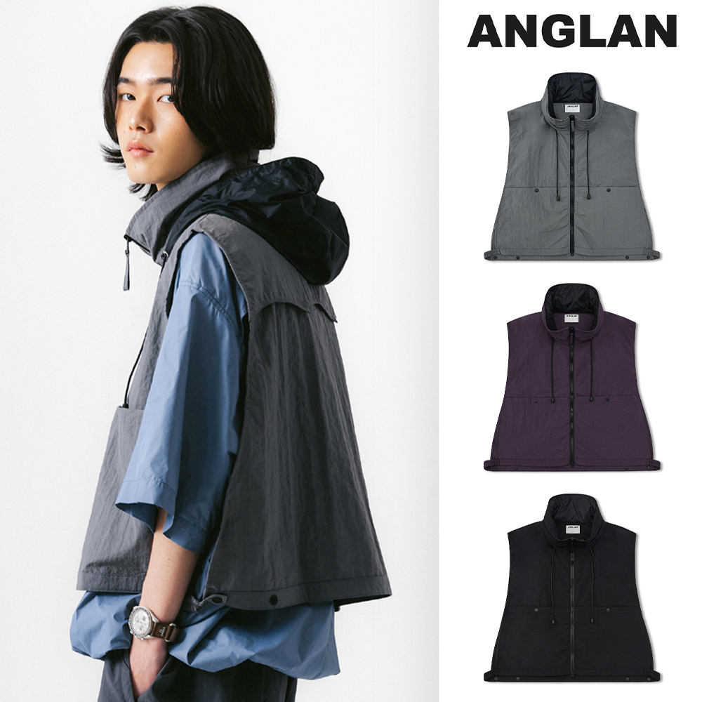 【ANGLAN】24SS★ [AG] Nylon Hidden Hood Crop Vest