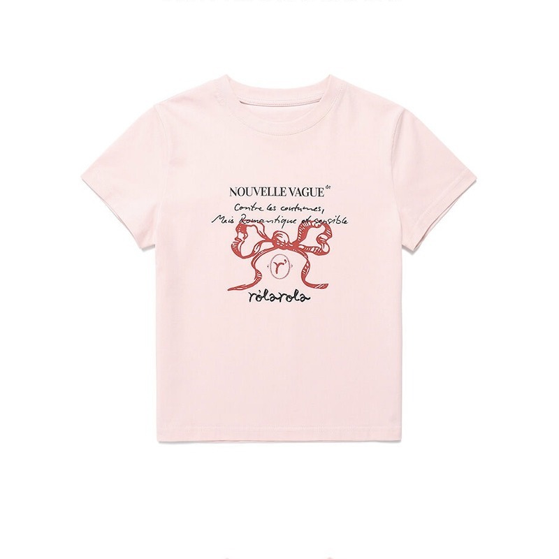 [ROLAROLA] リボンハーフTシャツです -3color