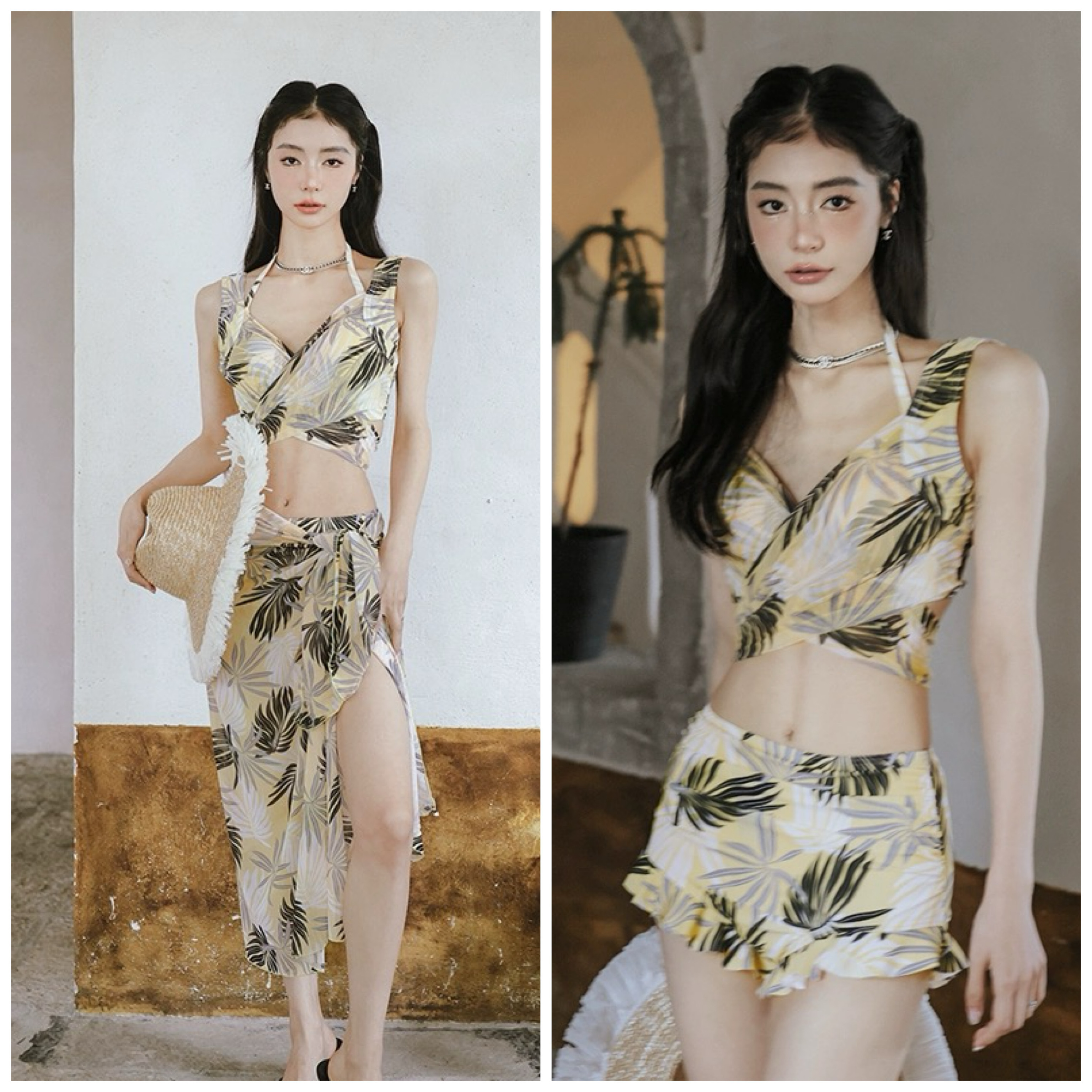 水着 タンキニ 3点セット キュート リゾート風 体系カバー