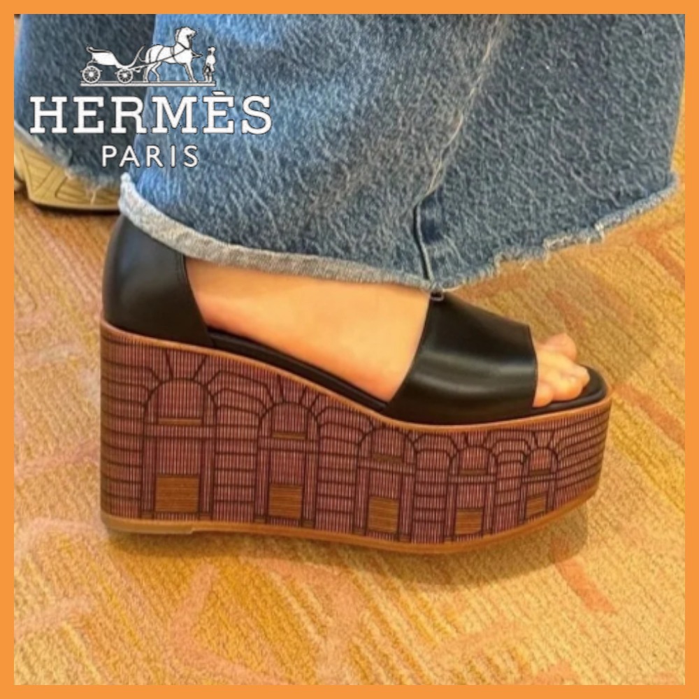 HERMES エルメス サンダル ミュール 35 アイボリー レザー