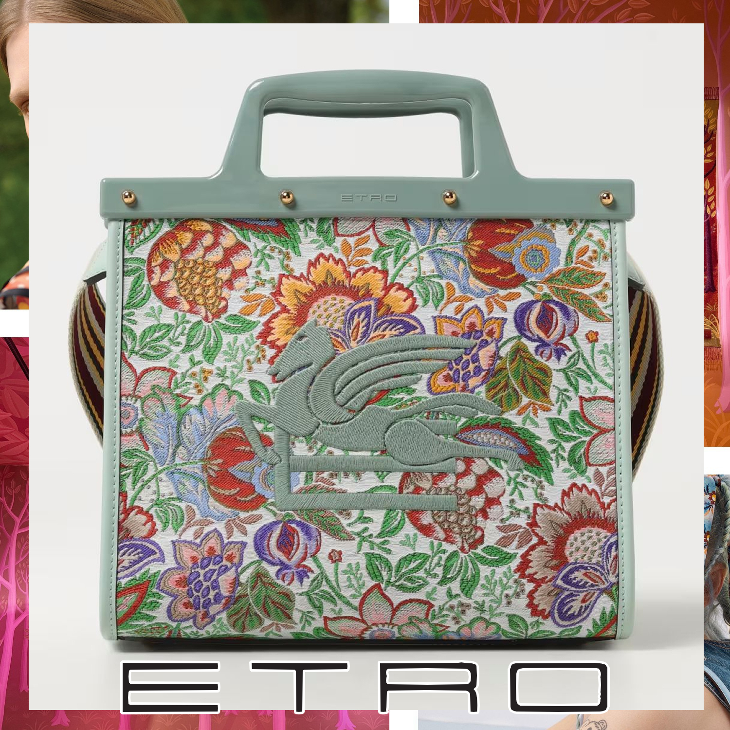 ETRO フラワー ラブトロッタートートバッグ マルチカラー
