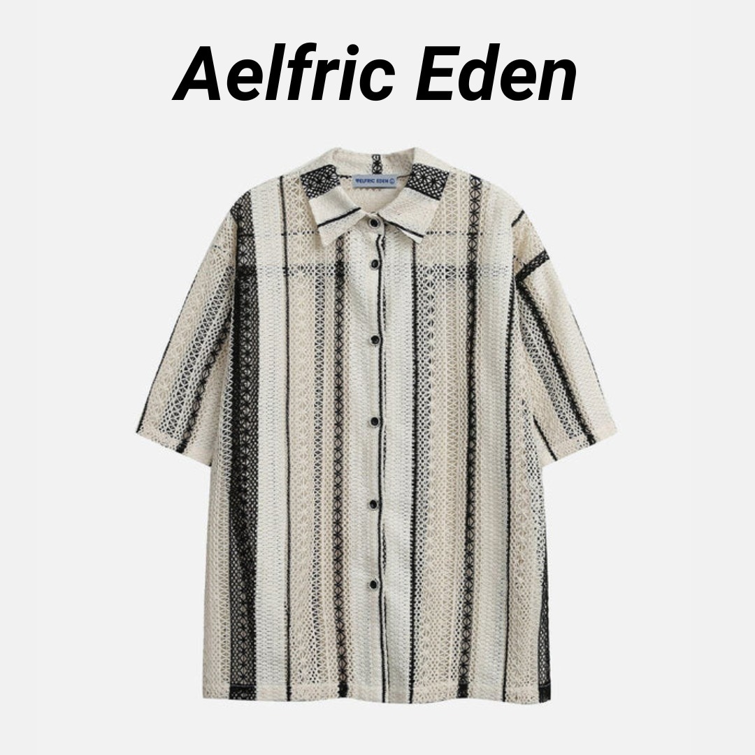 ◆Aelfric Eden◆ストライプ カットアウト 半袖シャツ 送料込