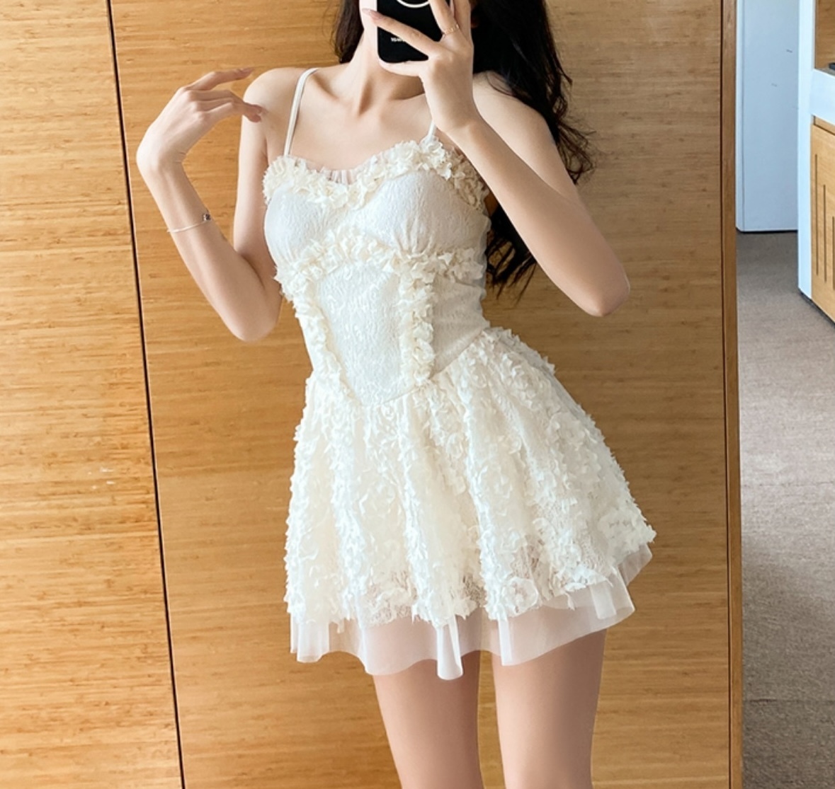 大人可愛い フリル ひらひら ワンピース水着 シアー トレンド org.jpg