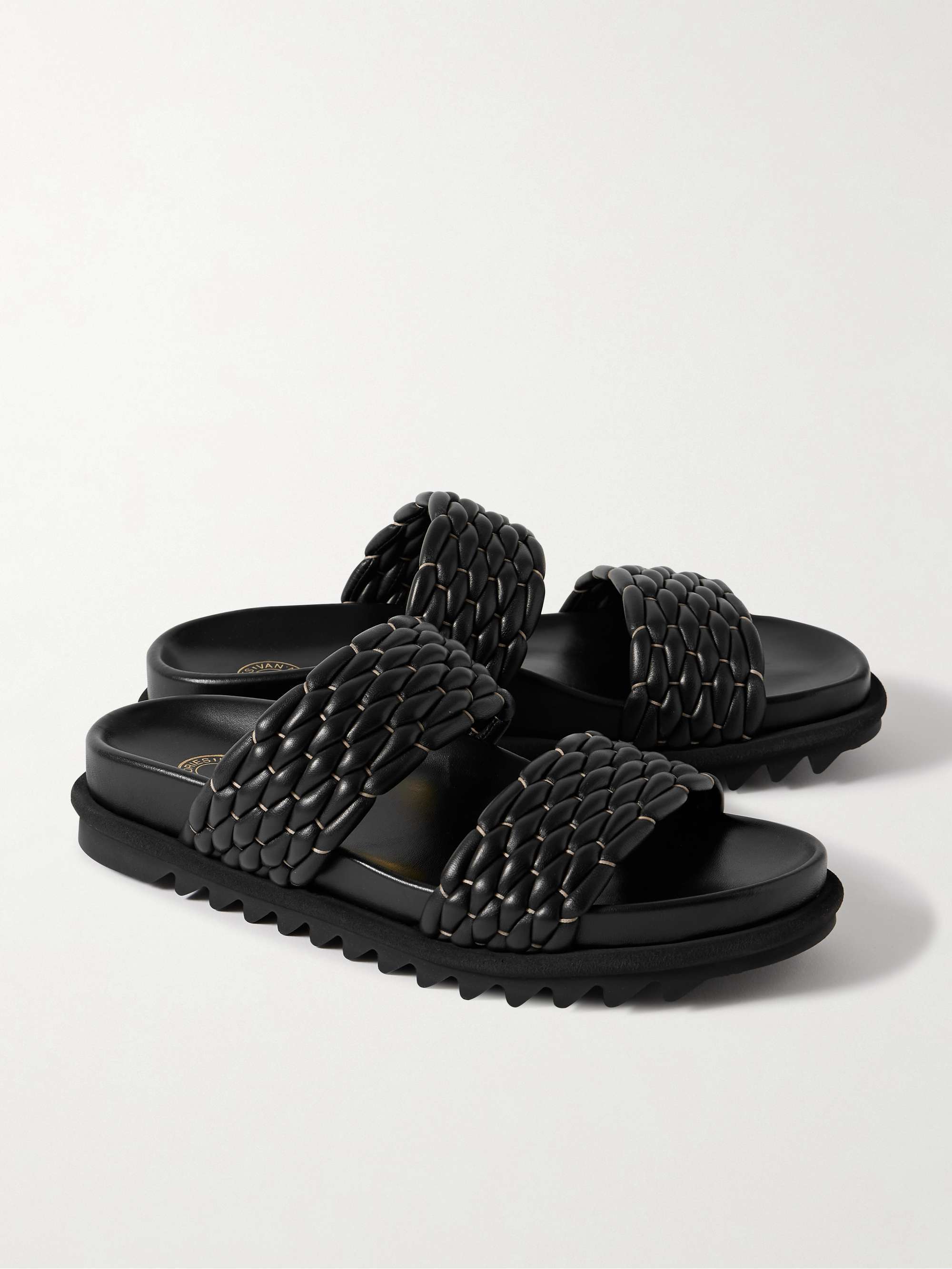 DRIES VAN NOTEN☆関税込☆編み込みレザースライド ブラック 靴