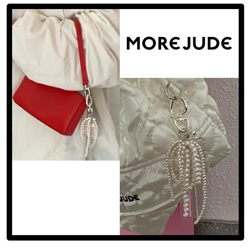 ☆関税込☆more jude★white ribbon keyring★リボンキーリング