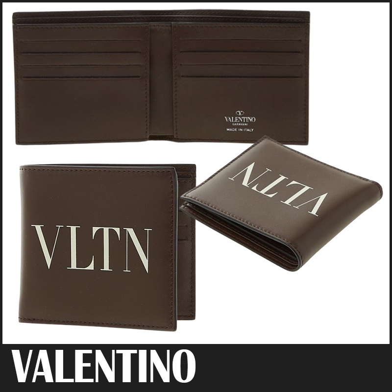 送料関税込☆VALENTINO VLTN ロゴ 二つ折り財布 メンズ☆超人気