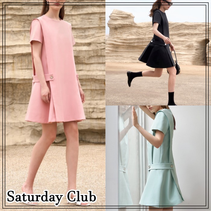 【Saturday Club】半袖ボタン付きサイドワンピース ※送料込
