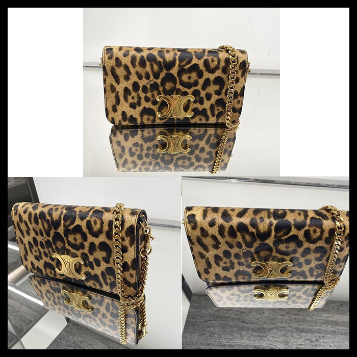 CELINE レディース ショルダーバッグ キャンバス レオパード