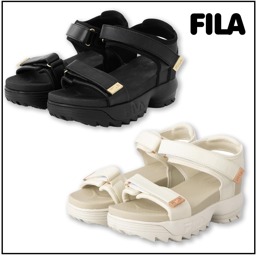 厚底，すぐ届く【FILA】ディスラプターウェッジ サンダル