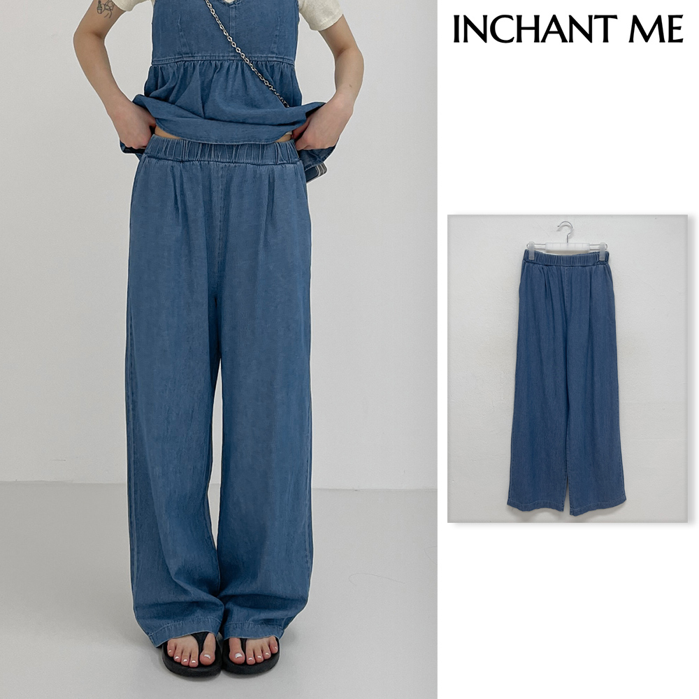 【INCHANT ME】Summer denim banding wide pants