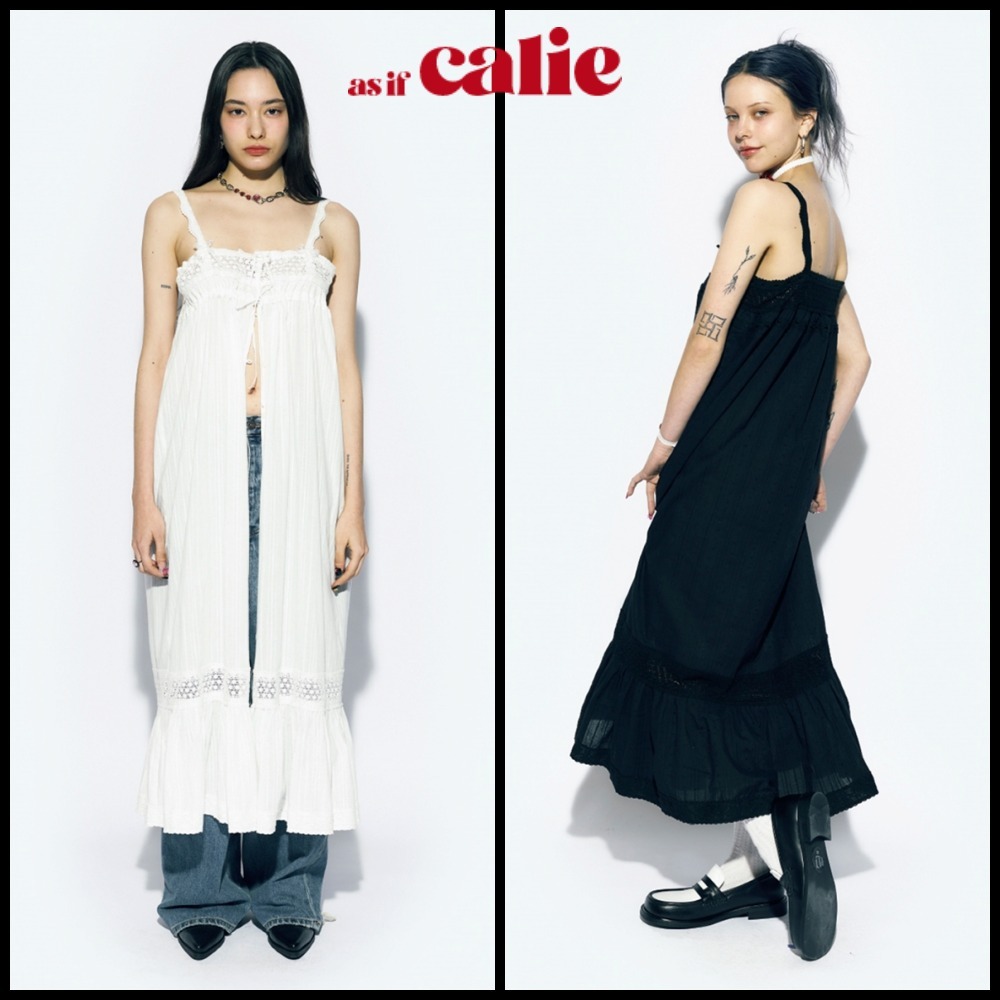 【as if calie】★LACE TRIM MAXI DRESS