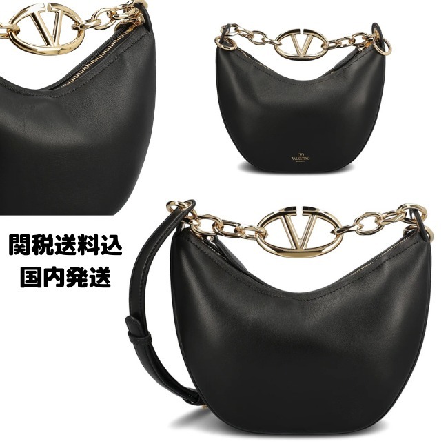 ◯valentino かごポシェット◯かごバッグ 黒 チェーン