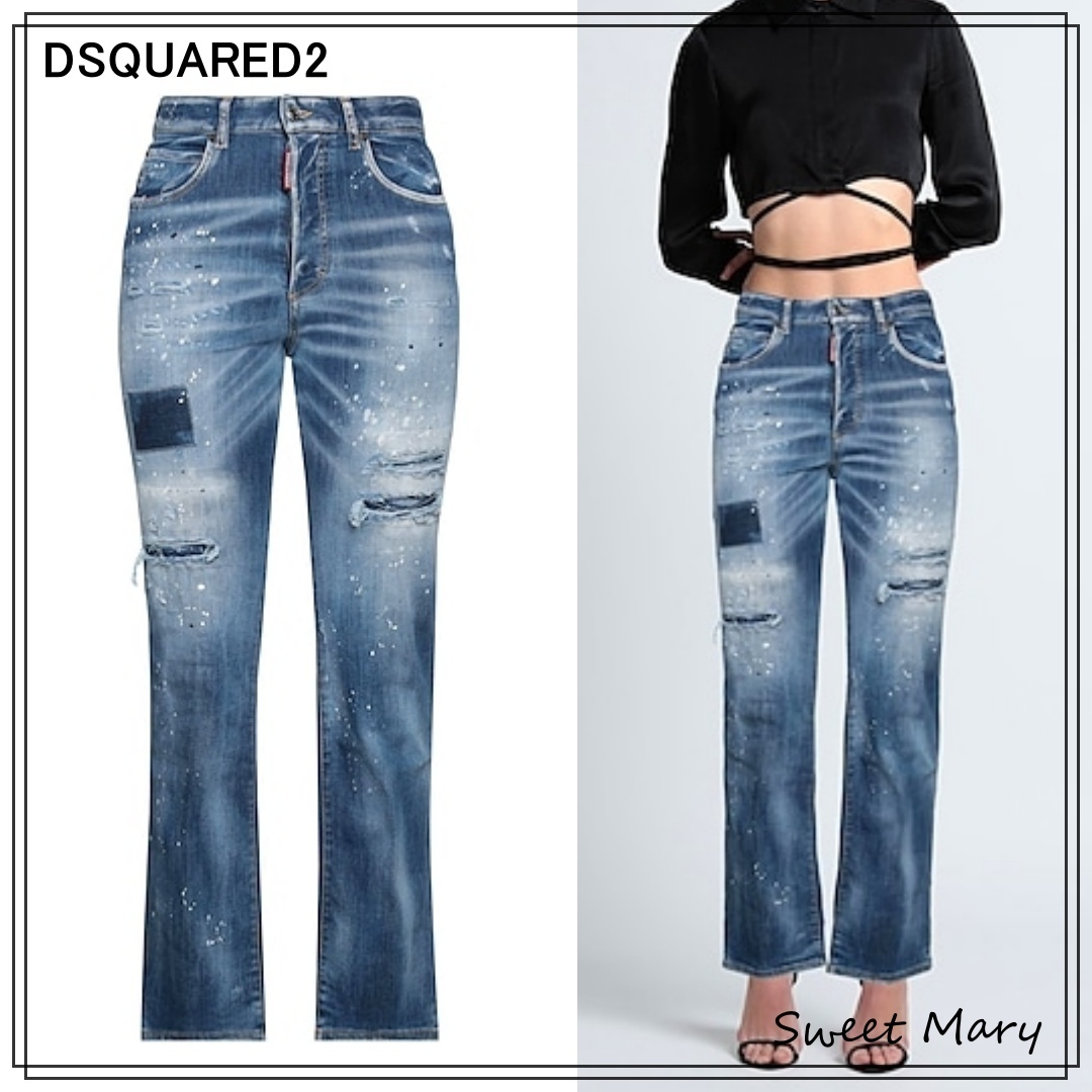 Dsquared2☆ハイウエスト ミディアムウォッシュダメージデニム♪