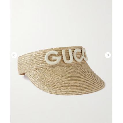 【GUCCI】アップリケ付き麦わらバイザー