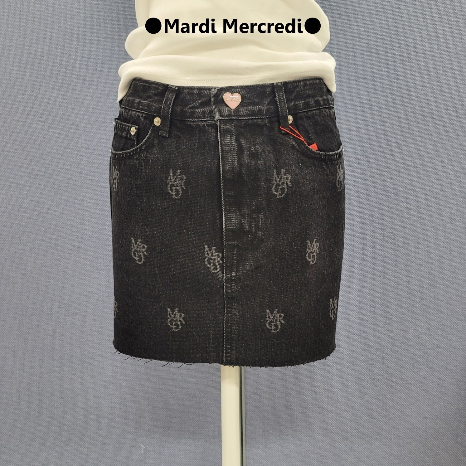 ○Mardi Mercredi○DENIM MINI SKIRT LOGO MRCD_BLACK (Mardi
